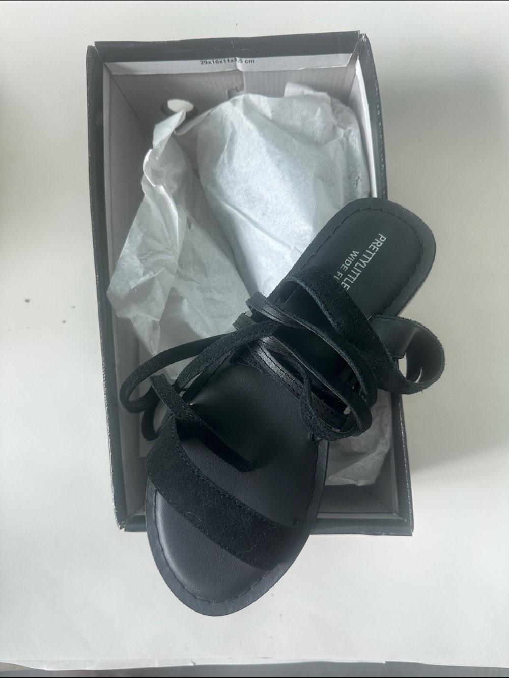 PrettyLittleThing Black Lace-Up Strappy Sandal